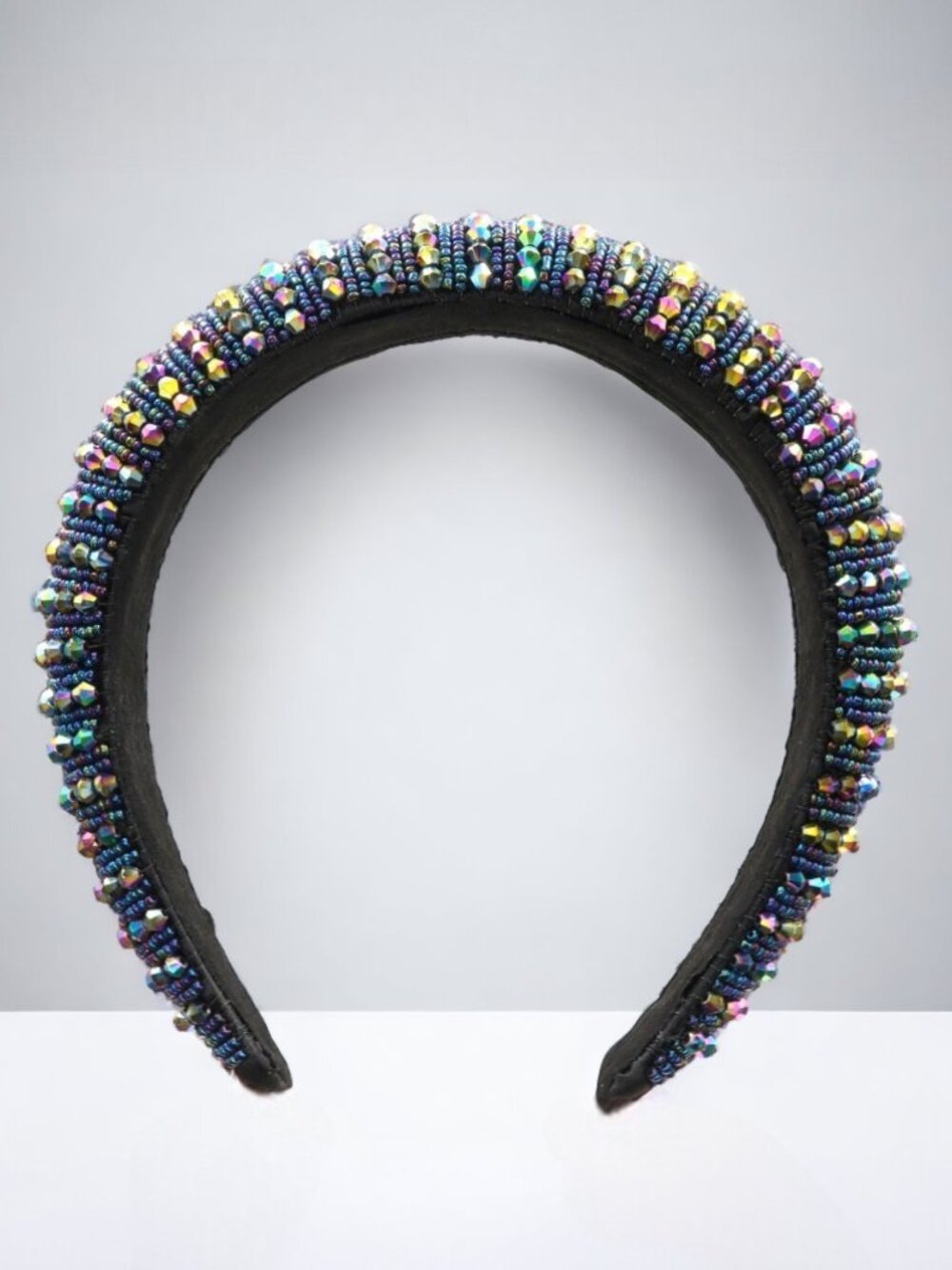 Iridescent Blue Luxury Statement Headband - Picture 4 of 6